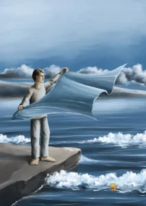 Silent-Art Gemälde 2024-10-04 - Tuch im Wind 5 Silent-Art Gemälde 2024-10-04