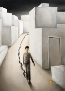 Silent-Art Gemälde 2024-11-03 - Spur im Weißraum 1 Silent-Art Gemälde 2024-11-03