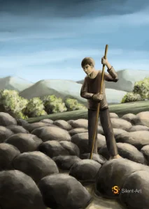 Silent-Art Gemälde 2024-11-06 - Stab im Steinfeld 3 Silent-Art Gemälde 2024-11-06