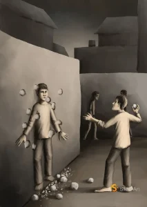 Silent-Art Gemälde 2024-12-07 - Kugelspur 4 Silent-Art Gemälde 2024-12-07