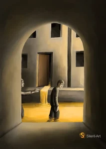 Silent-Art Gemälde 2024-12-11 - Der Torbogen und das fließende Licht 1 Silent-Art Gemälde 2024-12-11