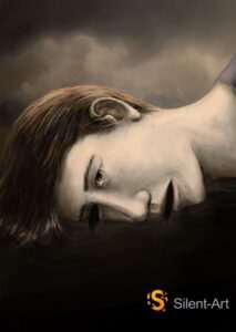 Silent-Art Gemälde 2025-01-009 - Die horizontale Berührung der dunklen Fläche 1 Silent-Art Gemälde 2025-01-009