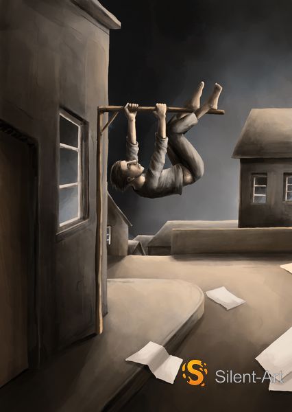 Silent-Art Gemälde 2025-01-011 - Akrobatik über den verlassenen Seiten 1 Silent-Art Gemälde 2025-01-011