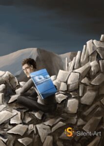 Silent-Art Gemälde 2025-01-013 - Der Himmel zwischen Trümmern 1 Silent-Art Gemälde 2025-01-013