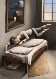 Silent-Art Gemälde 2025-02-008 - Leise Schwerelosigkeit im hellen Raum 1 Silent-Art Gemälde 2025-02-008