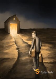 Silent-Art Gemälde 2025-02-010 - Pfad aus Licht und dunkler Erde 1 Silent-Art Gemälde 2025-02-010